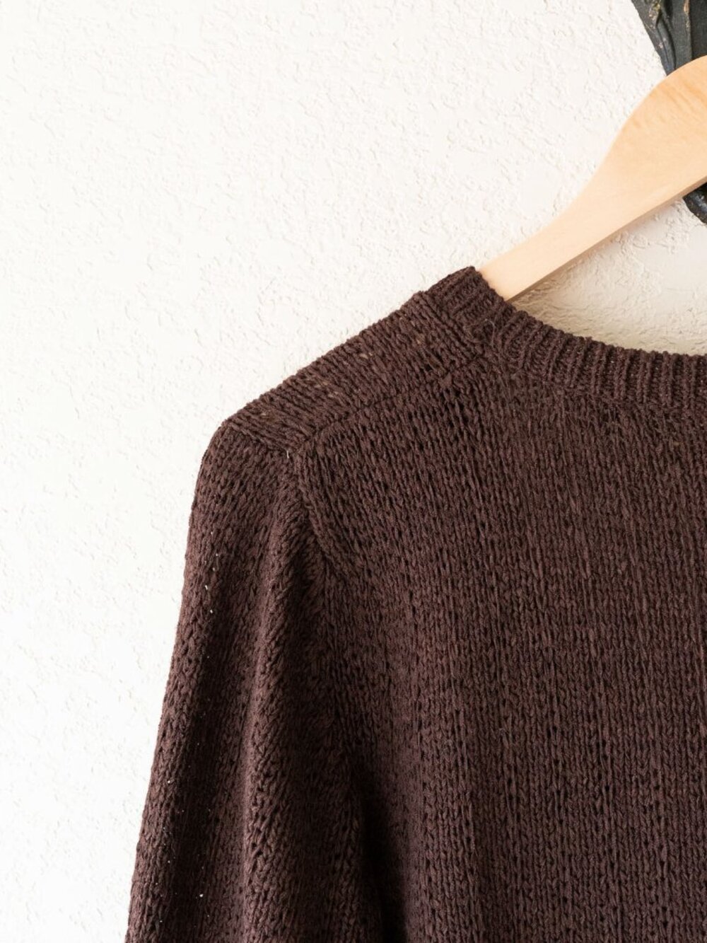 C'est City Cardigan Womens L Chocolate Brown Ruffle Knit Short Sleeve Boho Y2K - Picture 10 of 14